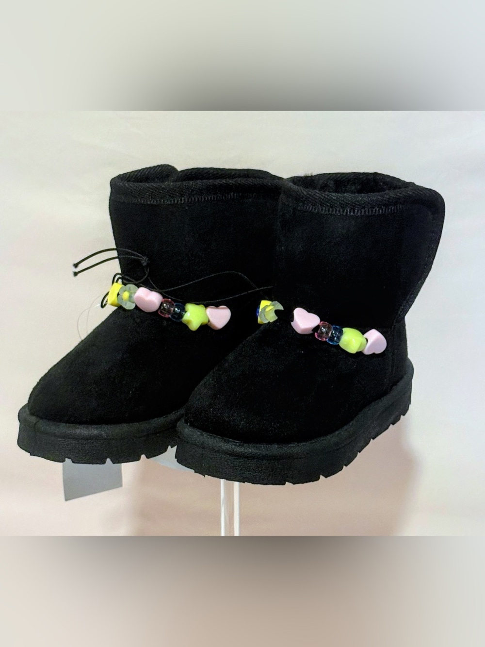 Sugar Toddlers Black Ankle Boots w/Beaded Detail